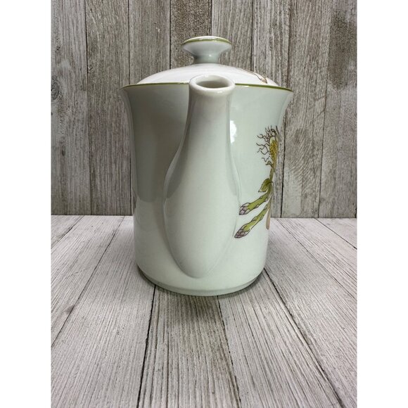 Vtg Rosenthal Netter Tea Pot with Veggie Decor Mushrooms Japan 7" Tall with Lid - Picture 3 of 9